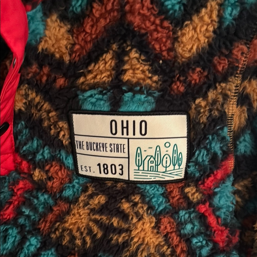 Vibrant Red and Blue Oversized Polo Sweatshirt - Picture 2 of 5